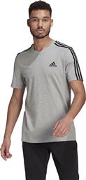 Adidas 3-Stripes Ανδρικό T-shirt Γκρι με Λογότυπο από το Spartoo