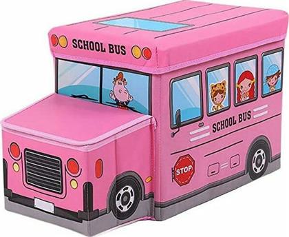 Κουτί Αποθήκευσης-Σκαμπό Σχολικό Λεωφορείο Ροζ από το Hellas-tech