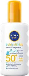 Nivea Αδιάβροχο Βρεφικό Αντηλιακό Spray Babies & Kids Sensitive Protective για Πρόσωπο & Σώμα SPF50+ 200ml