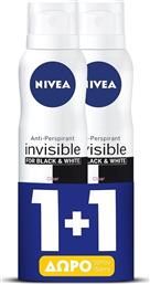Nivea Invisible For Black & White Clear Anti-perspirant Αποσμητικό 48h σε Spray 2x150ml