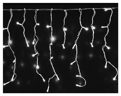 100 Λαμπάκια LED 1.8μ x 60εκ Ψυχρό Λευκό τύπου Βροχή με Διαφανές Καλώδιο TnS
