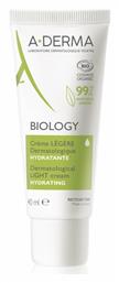 A-Derma Biology Dermatological Light Cream Hydrating Biology Ενυδατική Κρέμα 40ml