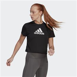 Adidas Aeroready Designed 2 Move Κοντομάνικο Αθλητικό Crop Top Μαύρο