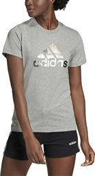 Adidas Αθλητικό Γυναικείο T-shirt Grey Heather με Στάμπα