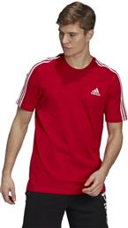 Adidas Essentials 3-Stripes Ανδρικό Αθλητικό T-shirt Κοντομάνικο Κόκκινο