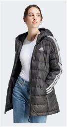 Adidas Essentials 3-Stripes Light Down Μακρύ Γυναικείο Puffer Μπουφάν για Χειμώνα Μαύρο από το Spartoo