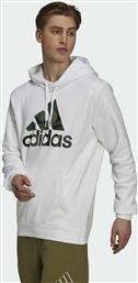 Adidas Essentials Ανδρικό Φούτερ με Κουκούλα και Τσέπες Fleece Λευκό από το Cosmos Sport