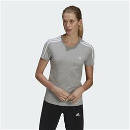 Adidas Essentials Slim 3-Stripes Αθλητικό Γυναικείο T-shirt Γκρι από το MybrandShoes