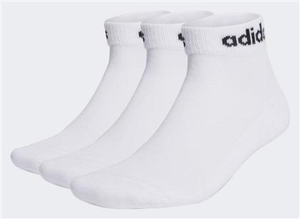 adidas Linear Αθλητικές Κάλτσες Λευκές 3 Ζεύγη