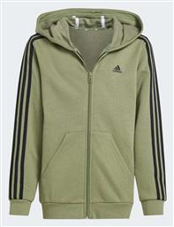 Adidas Παιδική Ζακέτα Fleece με Κουκούλα Πράσινη Essentials 3-stripes από το Zakcret Sports