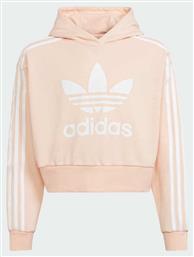 Adidas Παιδικό Φούτερ Cropped με Τσέπες Ροζ Adicolor