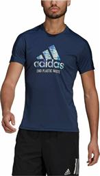 Adidas Run For The Oceans Αθλητικό Ανδρικό T-shirt Μπλε με Λογότυπο