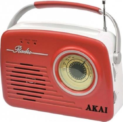 Akai APR-11 Retro Επιτραπέζιο Ραδιόφωνο Ρεύματος / Μπαταρίας με USB Κόκκινο
