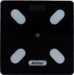 Andowl Q-D001 Smart Ζυγαριά με Λιπομετρητή σε Μαύρο χρώμα από το Public