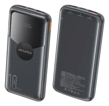 Awei P63K Power Bank 10000mAh με 2 Θύρες USB-A Quick Charge 3.0 Μαύρο