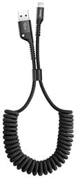 Baseus Fish Eye Braided / Spiral USB to Lightning Cable Μαύρο 1m (CALSR-01)