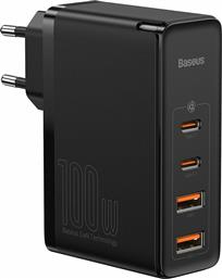 Baseus Φορτιστής Χωρίς Καλώδιο με 2 Θύρες USB-A και 2 Θύρες USB-C 100W Quick Charge 4+ Μαύρος (GaN2 Pro)