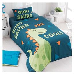 Beauty Home Dinosaurs 6166 Σετ Σεντόνια Μονά Βαμβακερά Πράσινα 170x240cm 3τμχ