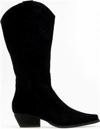 Bellucci Suede Γυναικείες Μπότες Cowboy Μαύρες