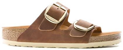 Birkenstock Arizona Big Buckle Oiled Leather Δερμάτινα Γυναικεία Σανδάλια Ανατομικά σε Καφέ Χρώμα Narrow Fit από το Plus4u