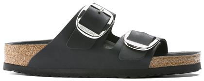 Birkenstock Arizona Big Buckle Oiled Leather Δερμάτινα Γυναικεία Σανδάλια Ανατομικά σε Μαύρο Χρώμα Narrow Fit από το ProjectShops