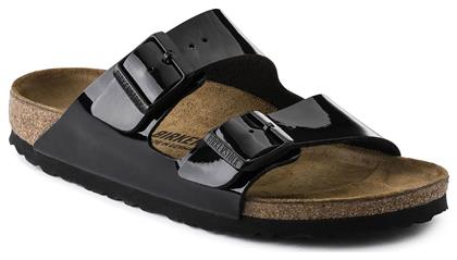 Birkenstock Arizona Birko-Flor Patent Γυναικεία Σανδάλια Ανατομικά σε Μαύρο Χρώμα Narrow Fit από το Epapoutsia