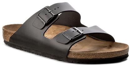 Birkenstock Arizona Natural Leather Δερμάτινα Ανδρικά Σανδάλια σε Μαύρο Χρώμα Regular Fit