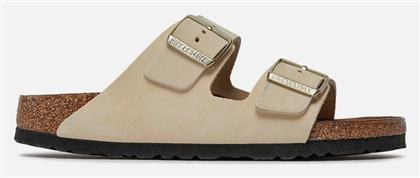 Birkenstock Arizona Nubuk Leather Δερμάτινα Γυναικεία Σανδάλια σε Εκρού Χρώμα Narrow Fit από το ProjectShops