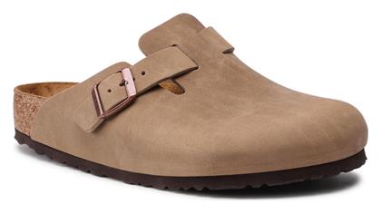 Birkenstock Boston Δερμάτινες Χειμερινές Ανδρικές Παντόφλες Tabacco Brown