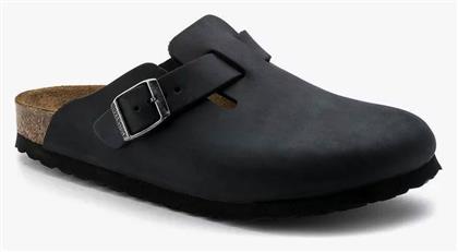 Birkenstock Classic Δερμάτινες Χειμερινές Γυναικείες Παντόφλες σε Μαύρο χρώμα από το Z-mall