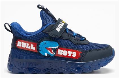 Bull Boys Παιδικά Sneakers Ανατομικά με Σκρατς & Φωτάκια Μπλε