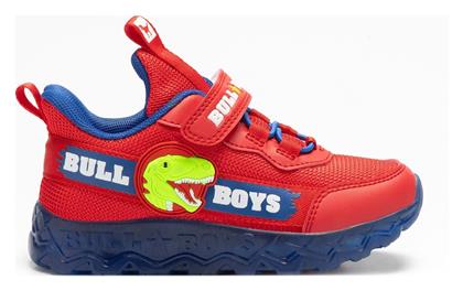 Bull Boys Παιδικά Sneakers Ανατομικά με Σκρατς & Φωτάκια Κόκκινα από το SerafinoShoes