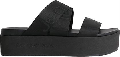 Calvin Klein Γυναικεία Σανδάλια Flatforms σε Μαύρο Χρώμα από το Cosmossport