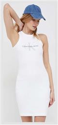 Calvin Klein Mini Καλοκαιρινό All Day Φόρεμα Ριπ Λευκό