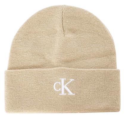 Calvin Klein Monogram Beanie Unisex Σκούφος Πλεκτός σε Μπεζ χρώμα από το ProjectShops