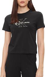 Calvin Klein Monologo Baby Γυναικείο Crop T-shirt Μαύρο από το Modivo
