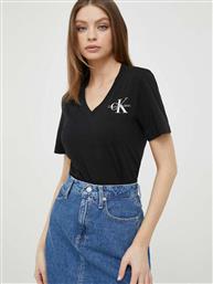 Calvin Klein Monologo Γυναικείο T-shirt με V Λαιμόκοψη Μαύρο