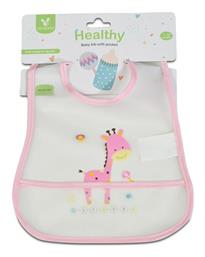 Cangaroo Αδιάβροχη Ποδιά Πλαστική με Αυτοκόλλητο Baby Bib Healthy με Τσέπη Pink από το Public