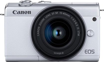 Canon Mirrorless Φωτογραφική Μηχανή EOS M200 Crop Frame Kit (EF-M 15-45mm F3.5-6.3 IS STM) White