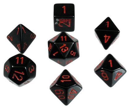 Chessex Opaque Dice Light Black/Red 7-Dice Set