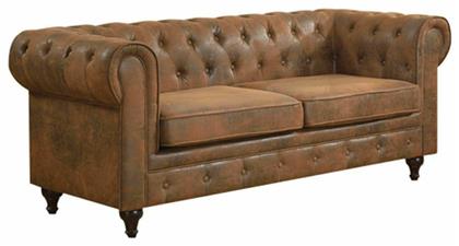 Chesterfield Τριθέσιος Καναπές Antique Καφέ Camel 190x82εκ.