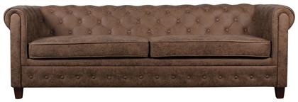 Chesterfield-W Τριθέσιος Καναπές Antique Καφέ 219x82εκ.