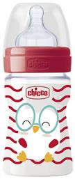 Chicco Πλαστικό Μπιμπερό Well Being Pop Friends Κατά των Κολικών με Θηλή Σιλικόνης 150ml για 0+ μηνών Red Chicken