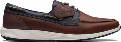 Clarks Atl Sail Go Δερμάτινα Ανδρικά Boat Shoes σε Καφέ Χρώμα