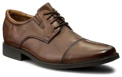 Clarks Tilden Cap Δερμάτινα Ανδρικά Σκαρπίνια Καφέ