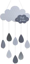 Click Παιδικό Διακοσμητικό Μόμπιλε Δωματίου Γκρι από Ξύλο Σύννεφο 24x57cm