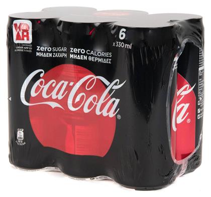 Coca Cola Zero με Ανθρακικό Χωρίς Ζάχαρη Κουτί 6x330ml