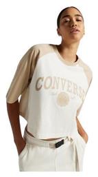 Converse Γυναικείο Αθλητικό Crop T-shirt Μπεζ από το Outletcenter