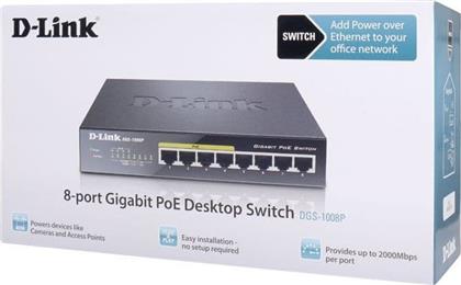 D-Link DGS-1008P Unmanaged L2 PoE Switch με 8 Θύρες Gigabit (1Gbps) Ethernet