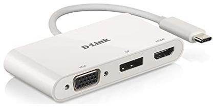 D-Link USB-C Docking Station με HDMI/DisplayPort 4K και σύνδεση 3 Οθονών Λευκό (DUB-V310)